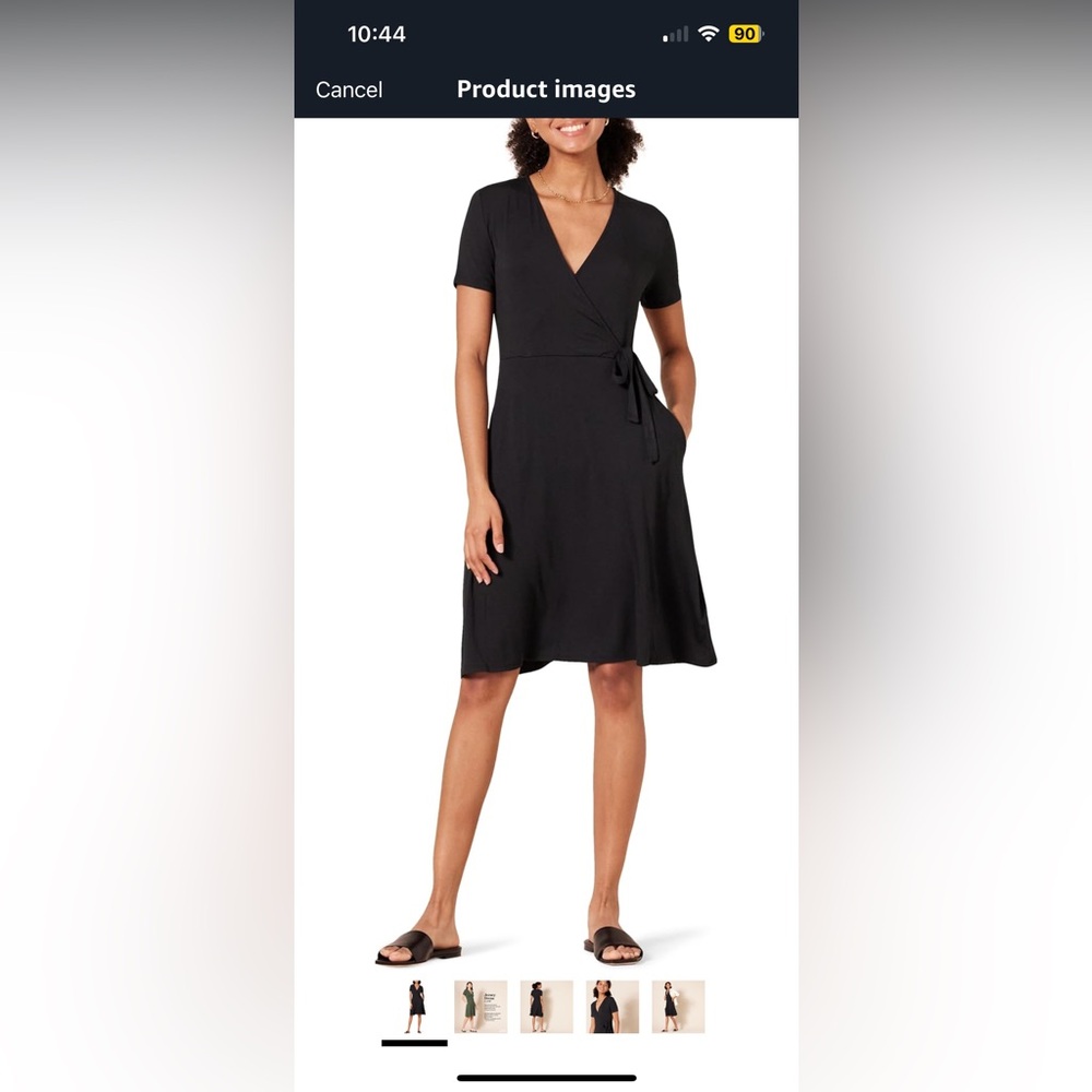Amazon Essentials Women's Short Sleeve Faux-Wrap Dress